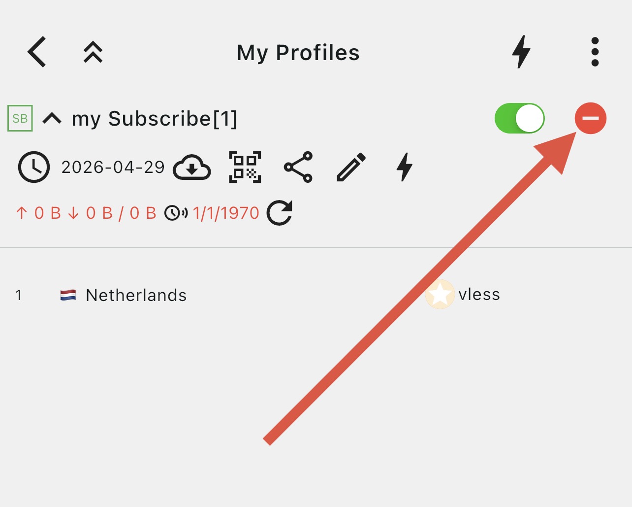 Delete profile button